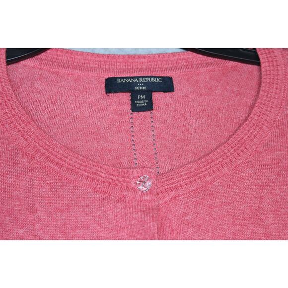 Banana Republic Womens Petite Medium Coral Lightweight LS Button Sweater - Picture 3 of 7